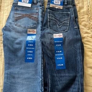 2 Jeans !! Wrangler Slim Blue Jeans with Stylish Stitching